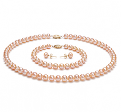 6-7mm di Perle Acqua Dolce Parure en Rosa