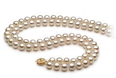 7.5-8.5mm di Perle Acqua Dolce Collana en Bianco