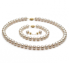 7.5-8.5mm di Perle Acqua Dolce Parure en Bianco