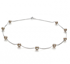7-8mm di Perle Acqua Dolce Collana en Tin Cup Bianco