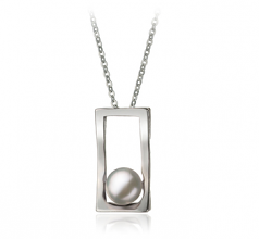 7-8mm di Perle Acqua Dolce Pendente en Athena Bianco