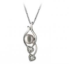 7-8mm di Perle Acqua Dolce Pendente en Eudora Bianco