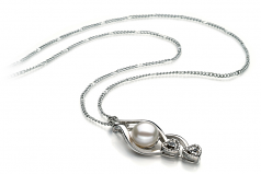 7-8mm di Perle Acqua Dolce Pendente en Eudora Bianco