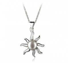 7-8mm di Perle Acqua Dolce Pendente en Nina Bianco