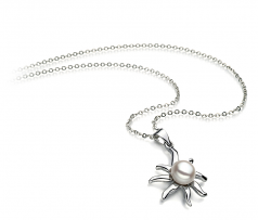 7-8mm di Perle Acqua Dolce Pendente en Nina Bianco
