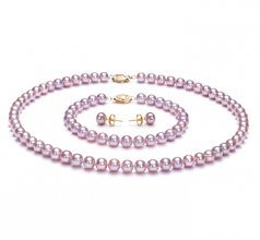 6-6.5mm di Perle Acqua Dolce Parure en Lavanda