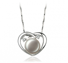 9-10mm di Perle Acqua Dolce Pendente en Katie Cuore Bianco