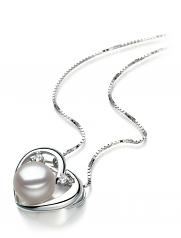 9-10mm di Perle Acqua Dolce Pendente en Katie Cuore Bianco