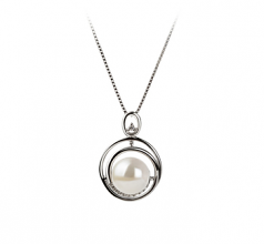9-10mm di Perle Acqua Dolce Pendente en Kelly Bianco