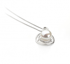 9-10mm di Perle Acqua Dolce Pendente en Kelly Bianco
