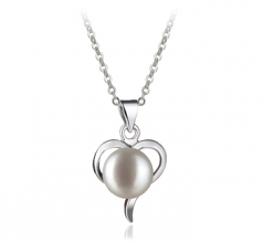 9-10mm di Perle Acqua Dolce Pendente en Lisa Bianco