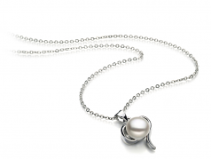9-10mm di Perle Acqua Dolce Pendente en Lisa Bianco
