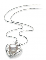 9-10mm di Perle Acqua Dolce Pendente en Marlina Cuore Bianco