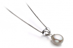 9-10mm di Perle Acqua Dolce Pendente en Sally Bianco