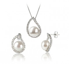 9-10mm di Perle Acqua Dolce Parure en Isabella Bianco