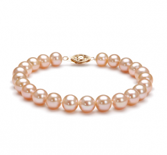 7-8mm di Perle Acqua Dolce Bracciale en Rosa