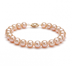 7-8mm AA Quality di Perle Acqua Dolce Bracciale in Rosa