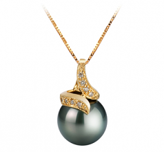 12.5-13mm Di Tahiti Pendente en Mina Nero