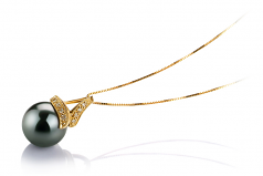 12.5-13mm Di Tahiti Pendente en Mina Nero