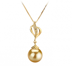 10-11mm Dei Mari del Sud Pendente en Damica Oro