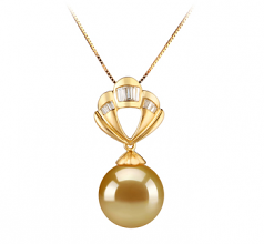 12-13mm Dei Mari del Sud Pendente en Elena Oro