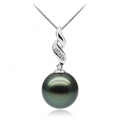 10-10.5mm Di Tahiti Pendente en Seducente Perla Nera Nero