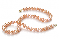7-8mm di Perle Acqua Dolce Collana en Rosa