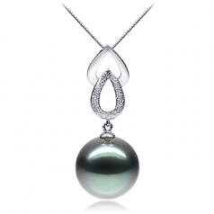11-12mm Di Tahiti Pendente en Perla Nera a Goccia Nero