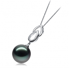 11-12mm Di Tahiti Pendente en Perla Nera a Goccia Nero