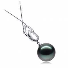 11-12mm Di Tahiti Pendente en Perla Nera a Goccia Nero
