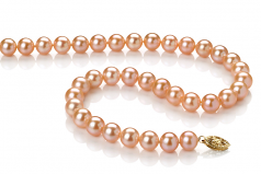 7-8mm di Perle Acqua Dolce Collana en Rosa