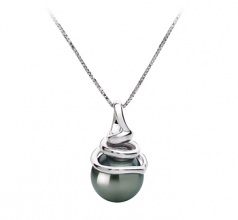 8-9mm Di Tahiti Pendente en Demetria Nero