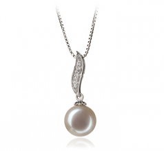 9-10mm di Perle Acqua Dolce Pendente en Clementina Bianco
