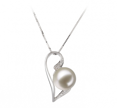 7-8mm di Perle Acqua Dolce Pendente en Carlina Bianco