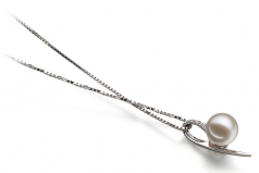7-8mm di Perle Acqua Dolce Pendente en Destina Bianco