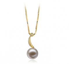 9-10mm di Perle Acqua Dolce Pendente en Sora Bianco
