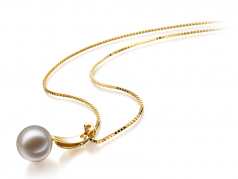 9-10mm di Perle Acqua Dolce Pendente en Sora Bianco