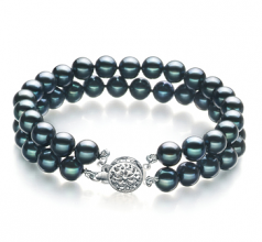 6-7mm Akoya Giapponese Bracciale en Mayra Nero