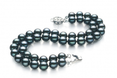 6-7mm AA Quality Akoya Giapponese Bracciale in Mayra Nero