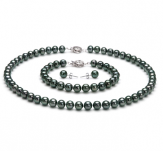 6.5-7mm Akoya Giapponese Parure en Nero