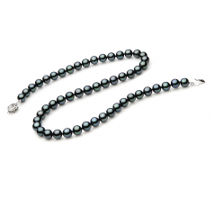 7-7.5mm AAA Quality Akoya Giapponese Collana in Nero