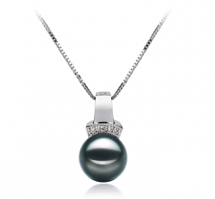 8-9mm Akoya Giapponese Pendente en Viviana Nero