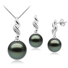 9-11mm Di Tahiti Parure en Seducente Perla Nera Nero