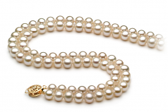 6-7mm di Perle Acqua Dolce Collana en Liah Bianco