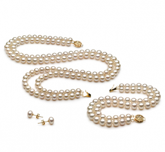 6-7mm di Perle Acqua Dolce Parure en Liska Bianco