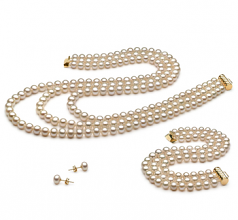 6-7mm di Perle Acqua Dolce Parure en Lucille Bianco