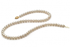 5.5-6mm di Perle Acqua Dolce Collana en Bianco