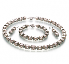 8-9mm di Perle Acqua Dolce Parure en Maria Antonietta Bianco