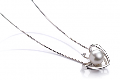 9-10mm di Perle Acqua Dolce Pendente en Cuore Bianco