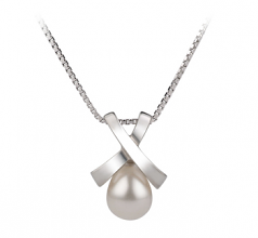 7-8mm di Perle Acqua Dolce Pendente en Imperatrice Bianco